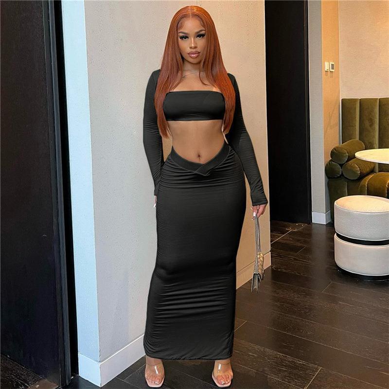Damen 2-teiliges Set mit hochgeschlossenem Crop-Top und figurbetontem, langem Rock WOLFF - Image 6