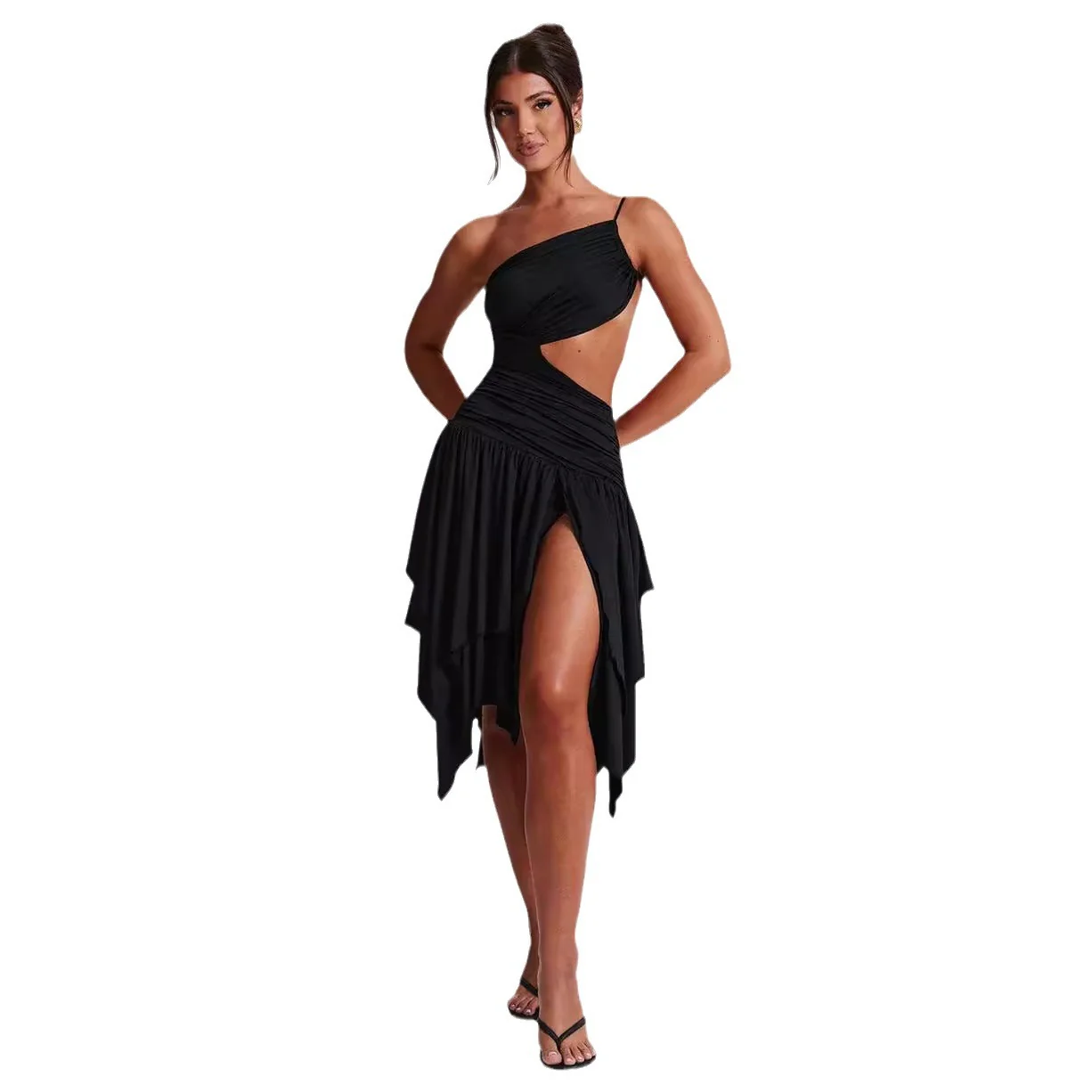 Damen asymmetrisches Cut-Out Kleid mit elegantem Wickeldesign und hohem Schlitz WOLFF - Image 5