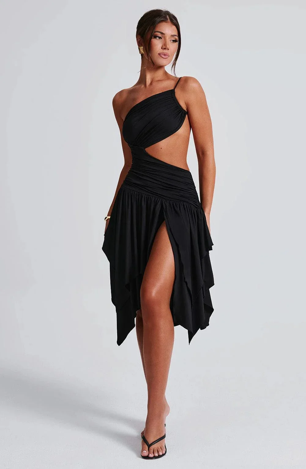 Damen asymmetrisches Cut-Out Kleid mit elegantem Wickeldesign und hohem Schlitz WOLFF - Image 7
