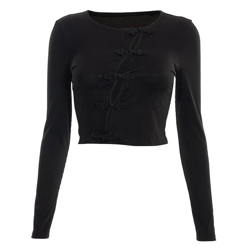 Damen Crop-Top mit dekorativem Knopfdesign und einzigartigem Ausschnitt WOLFF - Image 5