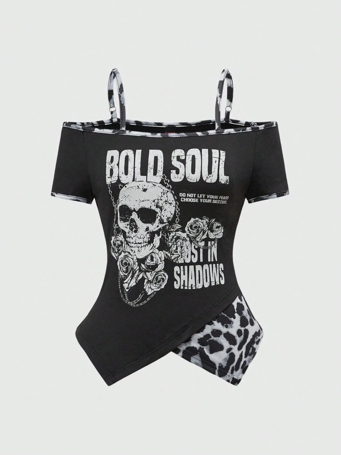 Damen Crop-Top mit einzigartigem Skelett-Print und asymmetrischem Design WOLFF - Image 6