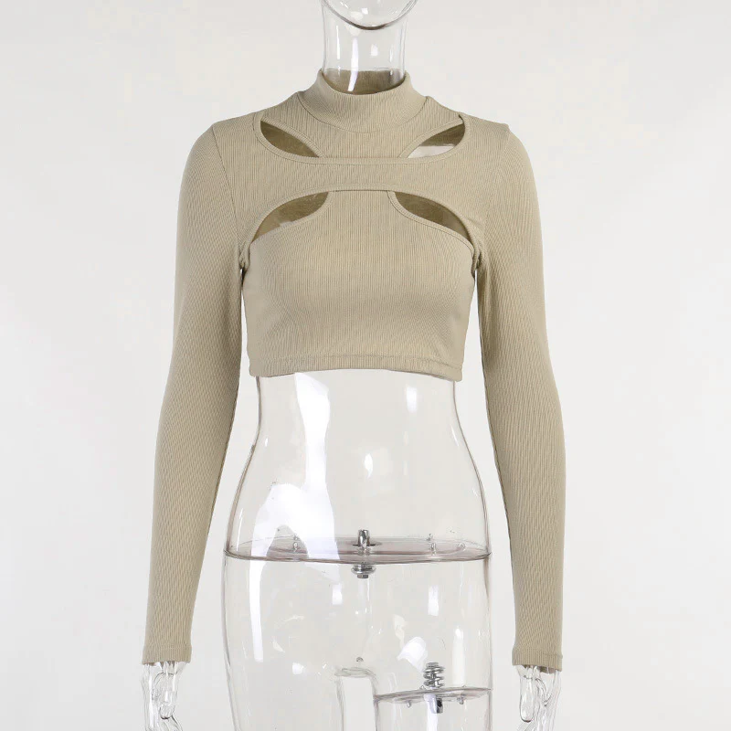 Damen Crop-Top mit einzigartigen Cut-Out-Details und hochgeschlossenem Kragen WOLFF - Image 2