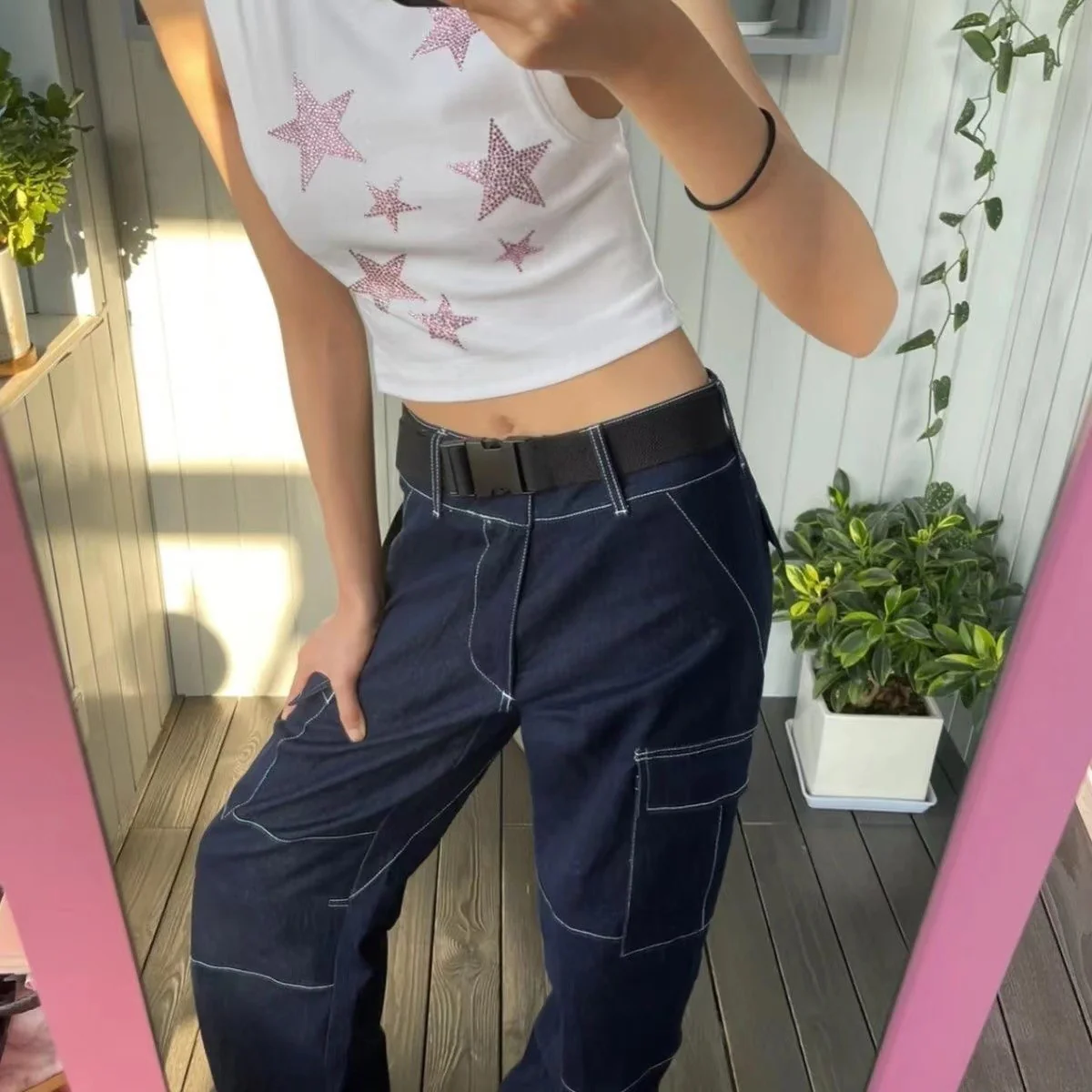 Damen Crop-Top mit funkelndem Sterne-Design WOLFF - Image 3