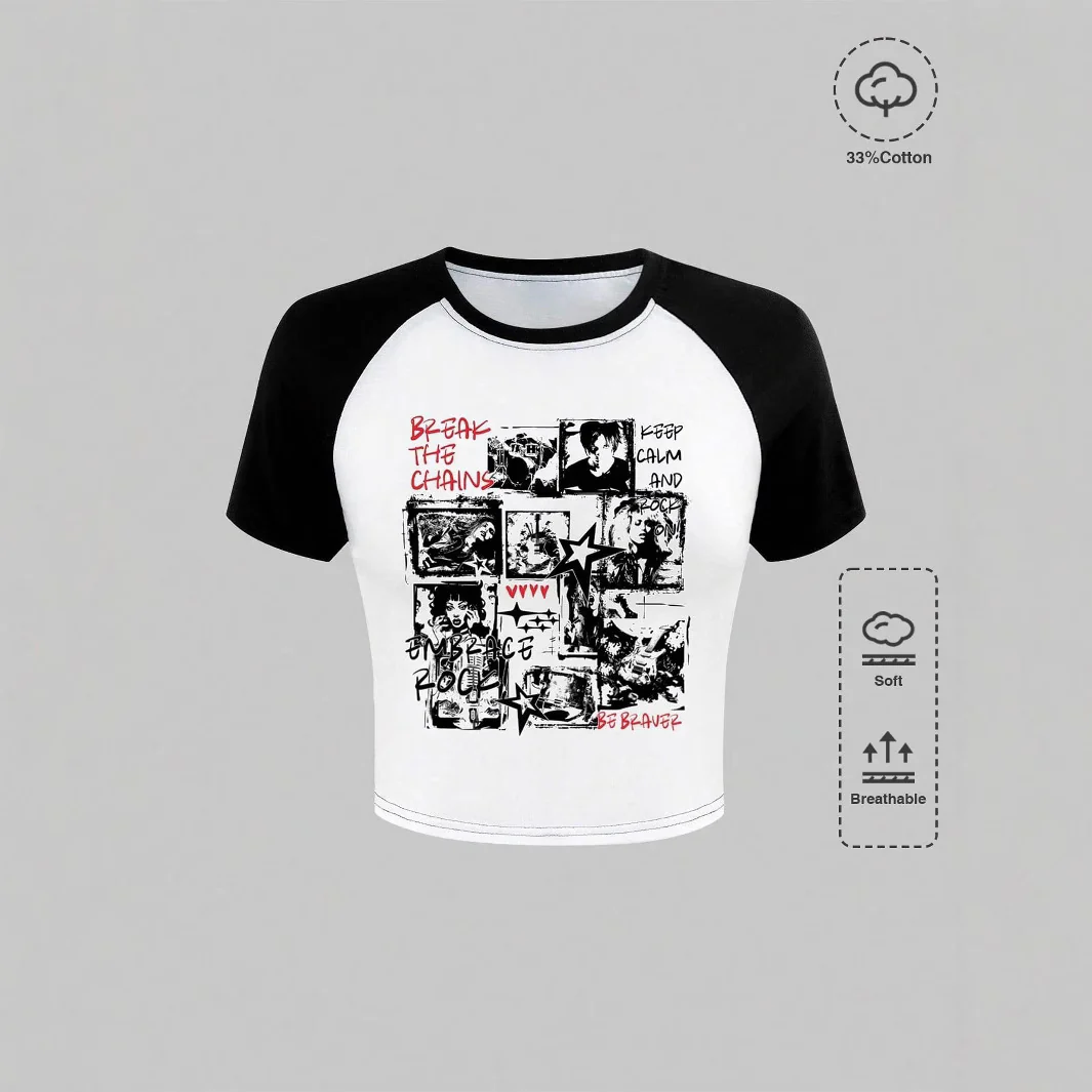 Damen Crop-Top mit kreativem Grafikdruck WOLFF - Image 6