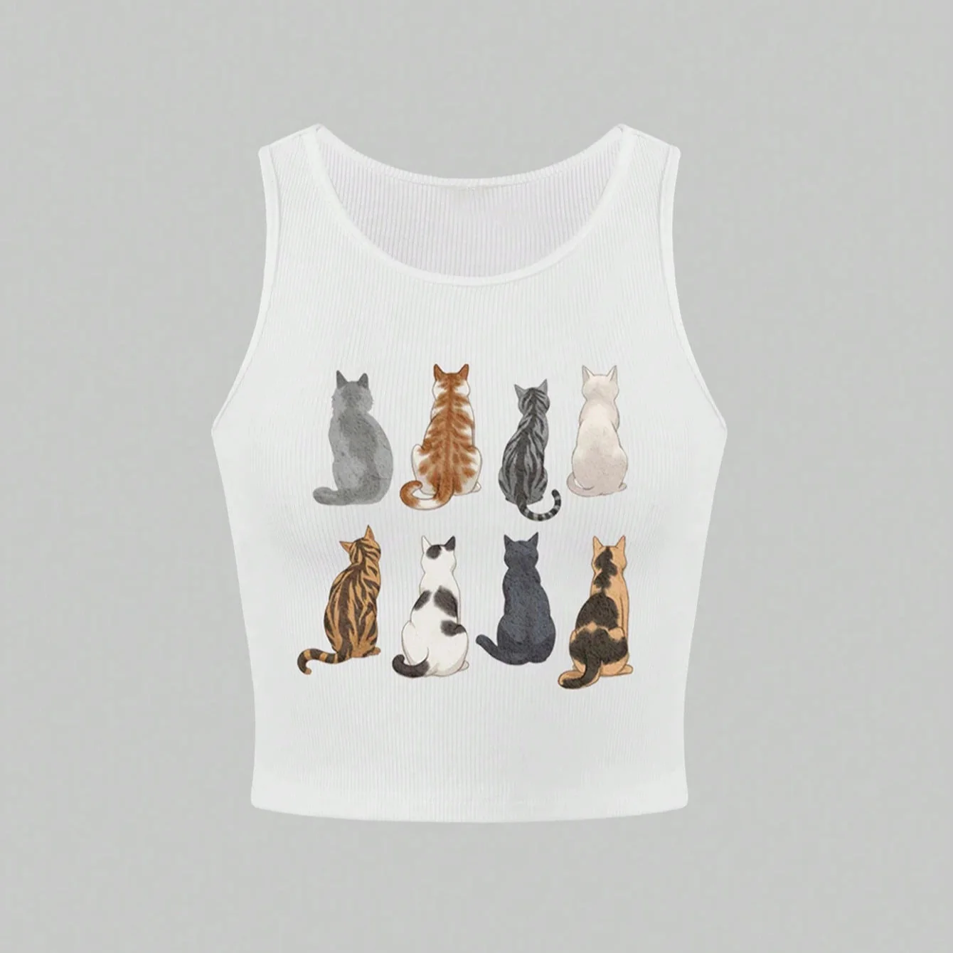 Damen Crop-Top mit kreativem Katzenmotiv WOLFF - Image 2