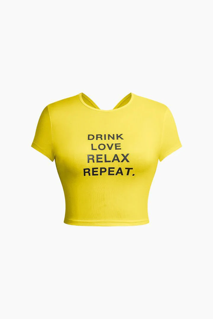Damen Crop-Top mit kreativem Schriftzug und figurbetontem Schnitt WOLFF - Image 6