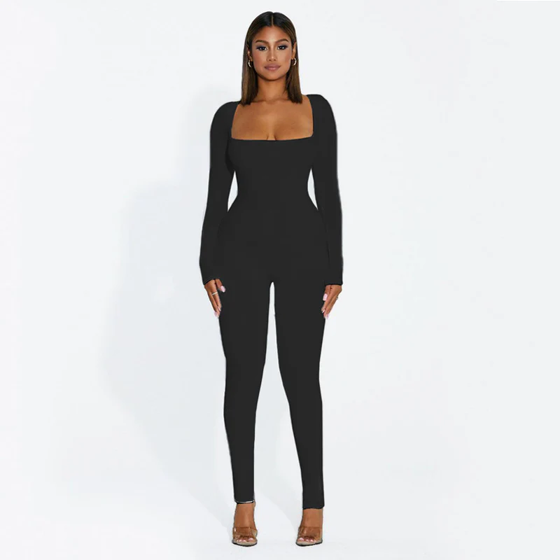 Damen Elegant geschnittener Langarm-Jumpsuit mit quadratischem Ausschnitt WOLFF - Image 3