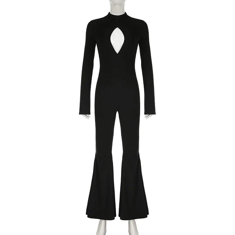 Damen Eleganter Flared Jumpsuit mit tiefem Ausschnitt und langen Ärmeln WOLFF - Image 6