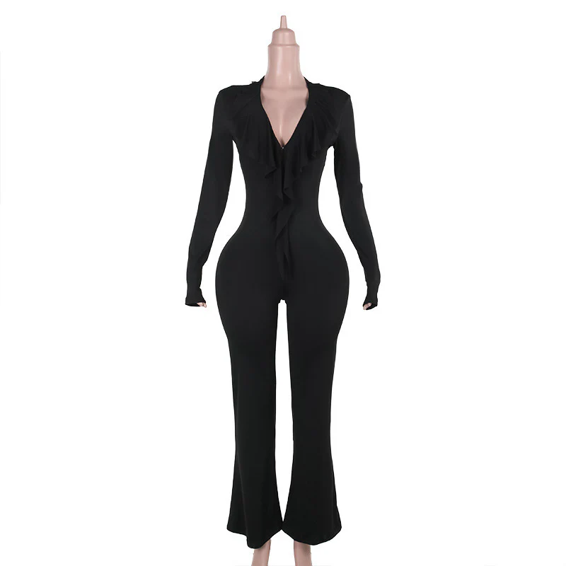 Damen Eleganter Langarm-Jumpsuit mit drapierter Front und figurformendem Schnitt WOLFF - Image 6