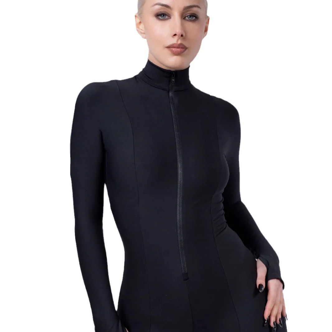 Damen eleganter Langarm-Jumpsuit mit Stehkragen und Reißverschluss WOLFF - Image 5