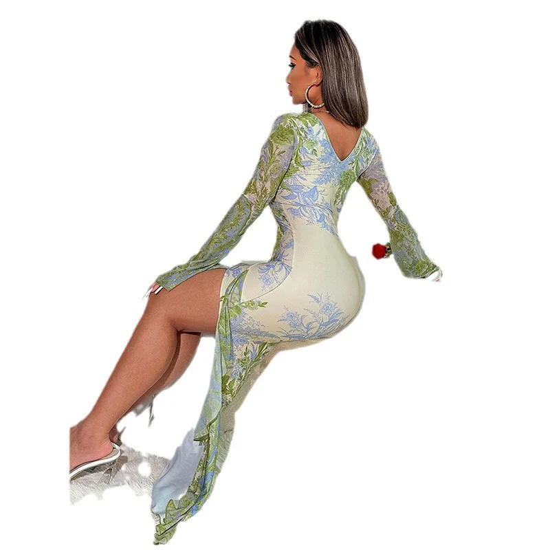 Damen Elegantes Abendkleid mit floralem Muster und V-Ausschnitt WOLFF - Image 5