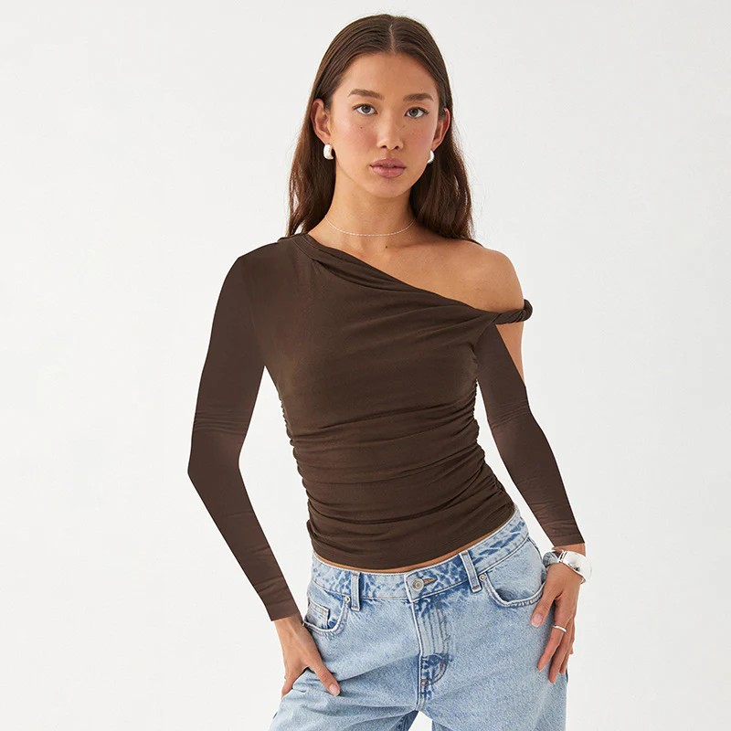 Damen elegantes Langarm-Oberteil mit asymmetrischem Ausschnitt und Raffung WOLFF - Image 11