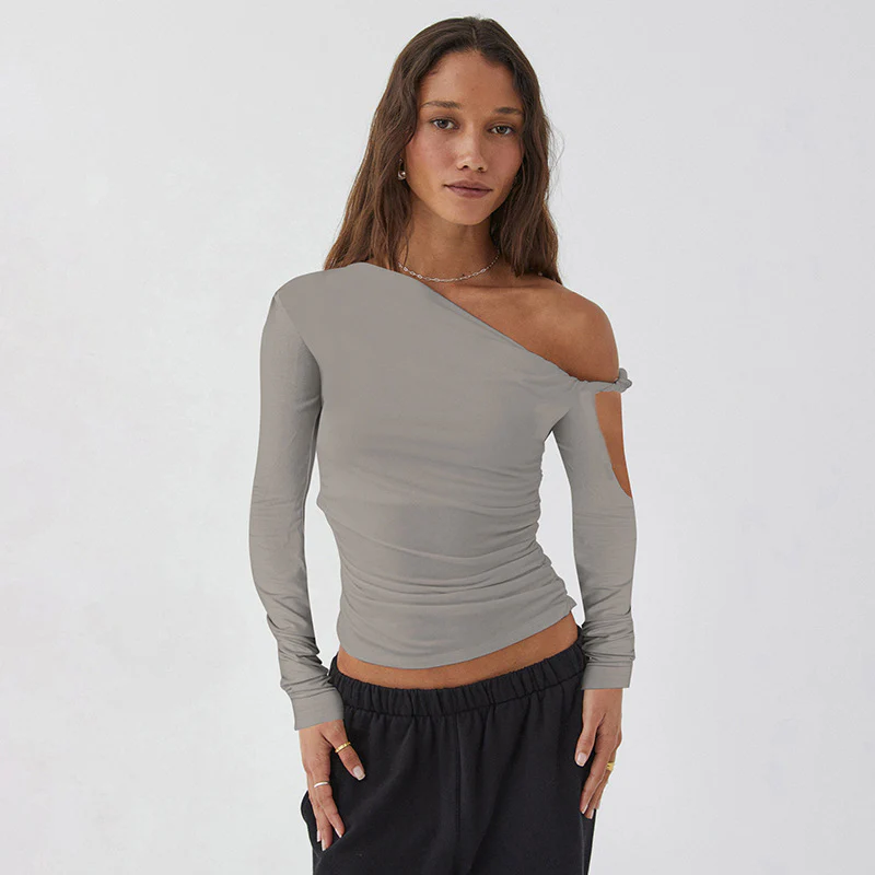 Damen elegantes Langarm-Oberteil mit asymmetrischem Ausschnitt und Raffung WOLFF - Image 12