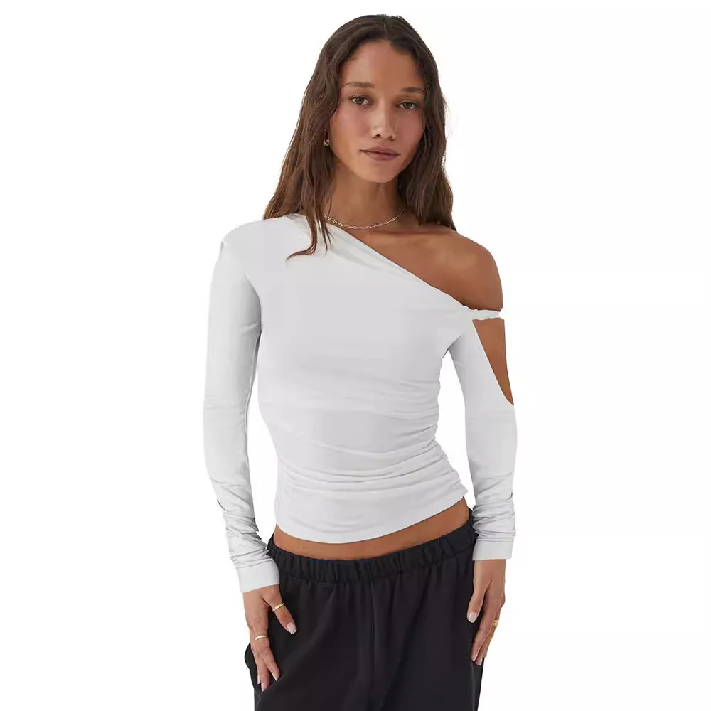 Damen elegantes Langarm-Oberteil mit asymmetrischem Ausschnitt und Raffung WOLFF - Image 5
