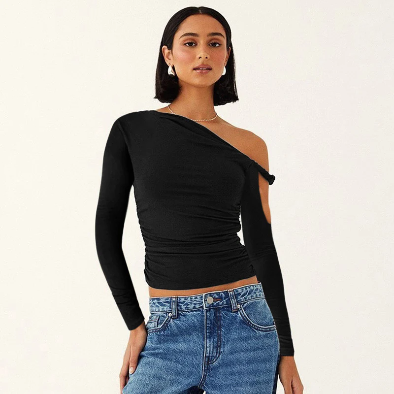 Damen elegantes Langarm-Oberteil mit asymmetrischem Ausschnitt und Raffung WOLFF - Image 6