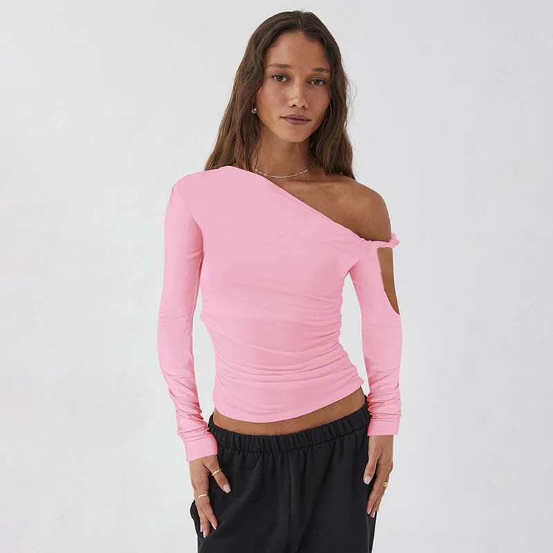 Damen elegantes Langarm-Oberteil mit asymmetrischem Ausschnitt und Raffung WOLFF - Image 7