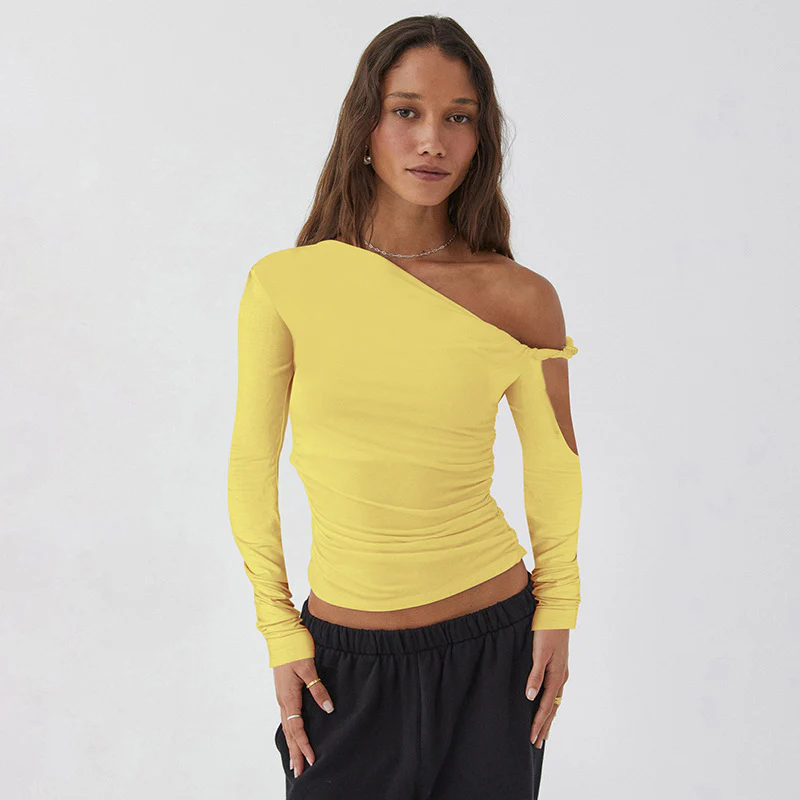 Damen elegantes Langarm-Oberteil mit asymmetrischem Ausschnitt und Raffung WOLFF - Image 8