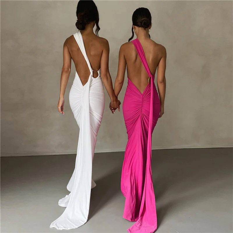 Damen Elegantes Maxi-Kleid mit asymmetrischem Design und eleganter Schleppe WOLFF