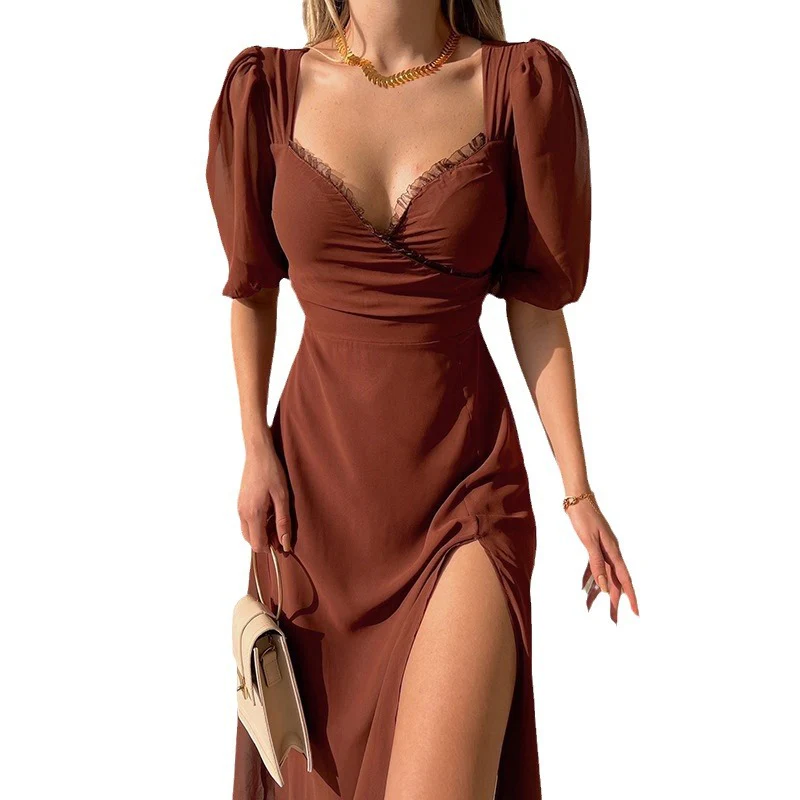 Damen elegantes Maxikleid mit trendigen Puffärmeln und hohem Schlitz WOLFF - Image 5
