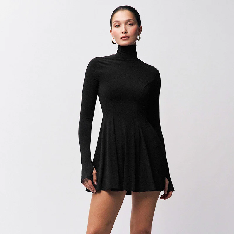 Damen Elegantes Mini-Kleid mit hochgeschlossenem Stehkragen und figurbetontem Schnitt WOLFF - Image 2
