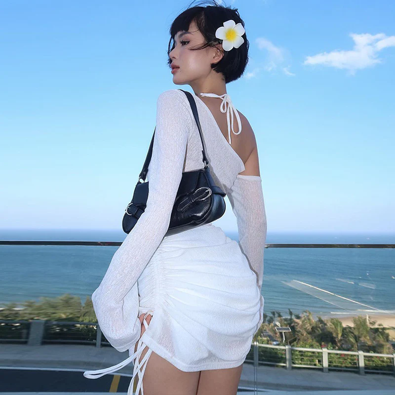 Damen exklusives Minikleid mit transparenten Ärmeln und raffinierten Raffungselementen WOLFF - Image 4