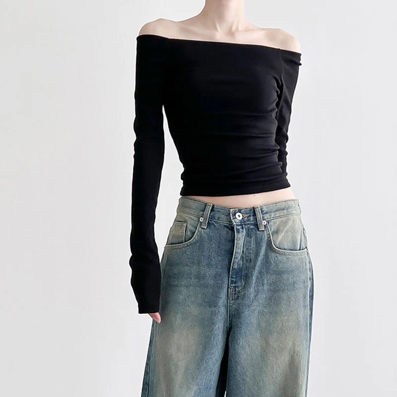 Damen figurbetontes Langarm-Oberteil mit schulterfreiem Design WOLFF - Image 2
