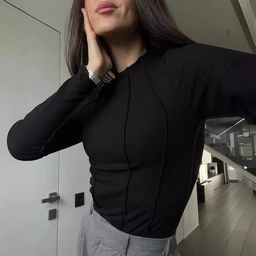 Damen figurbetontes Langarmshirt mit elegantem Rippdesign WOLFF - Image 4