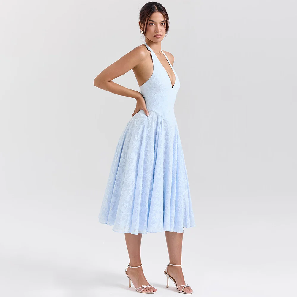 Damen Halterkleid mit elegantem V-Ausschnitt und fließendem Rockteil WOLFF - Image 4