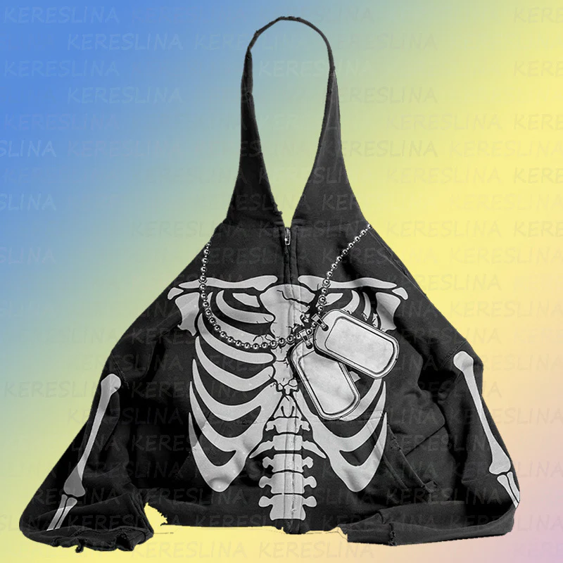 Damen Hoodie mit einzigartigem Skelettprint und elegantem Zip-Design WOLFF - Image 3