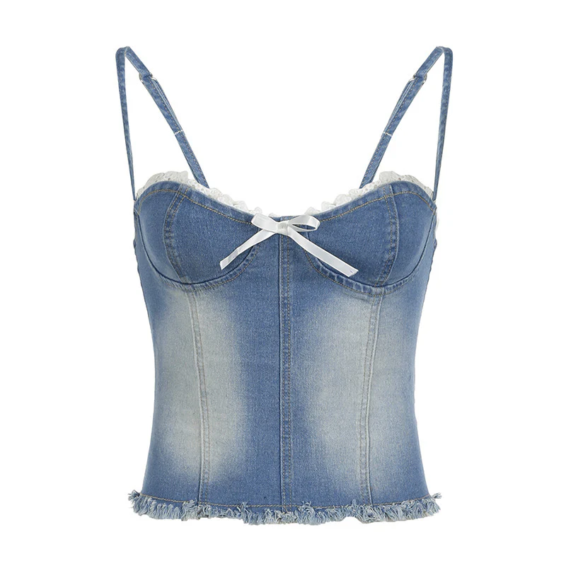 Damen Jeans-Shirt mit Spitze und Rüschendetails WOLFF - Image 6