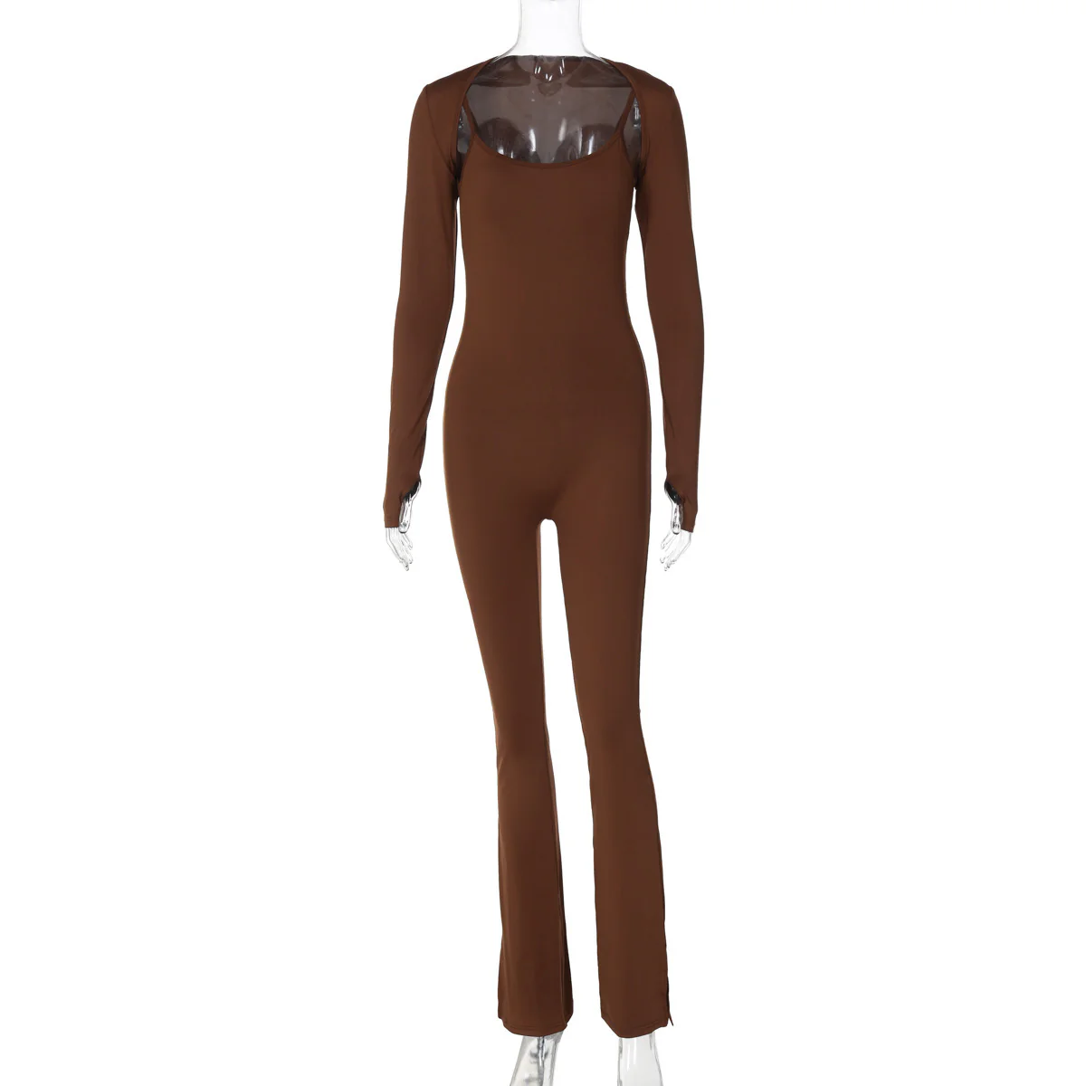 Damen Körperbetonter Jumpsuit mit transparenten Einsätzen und langem Arm WOLFF - Image 6