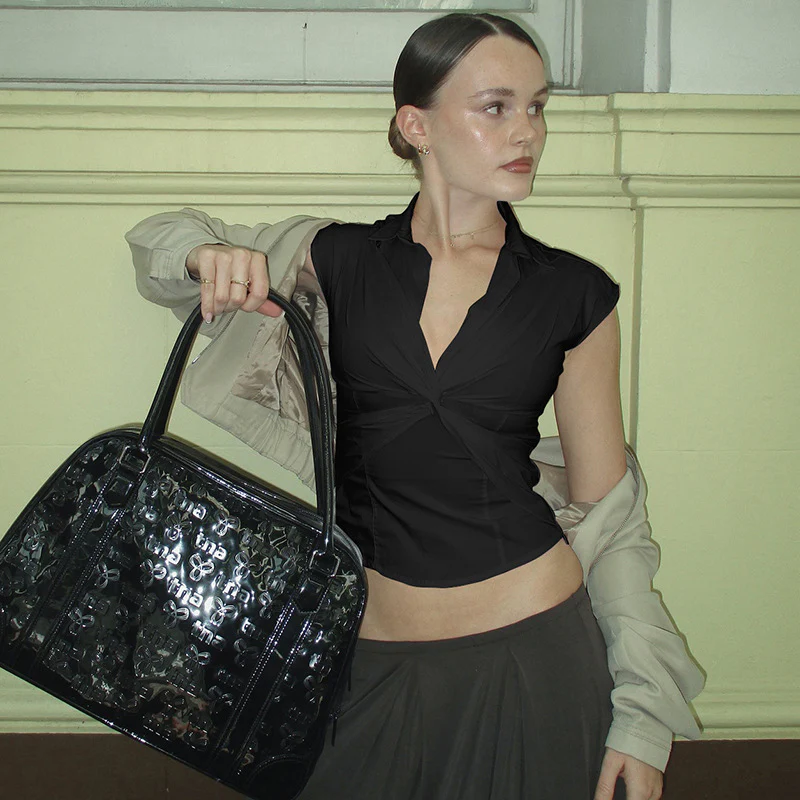Damen Kurzarmbluse mit innovativem Wickeldesign WOLFF - Image 2