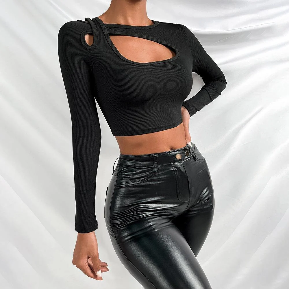 Damen Langarm-Crop-Top mit einzigartigem Cut-Out-Design WOLFF - Image 6