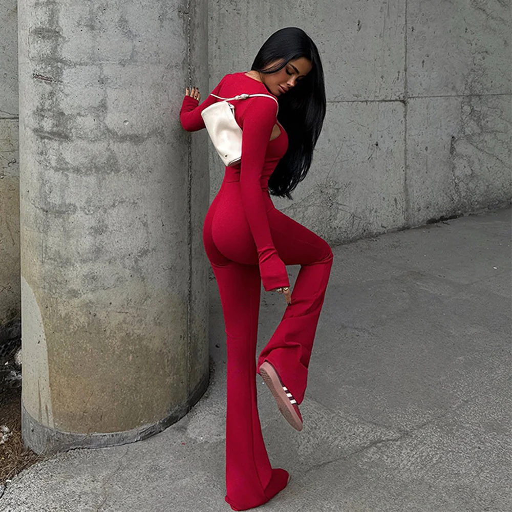 Damen Langarm-Jumpsuit mit figurbetontem Design und innovativem Cut-Out WOLFF - Image 2