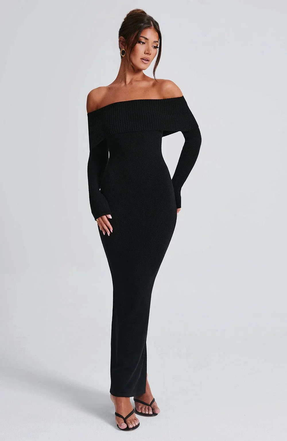 Damen Langarm Maxikleid mit schulterfreiem Design und raffinierter Rippstruktur WOLFF - Image 7