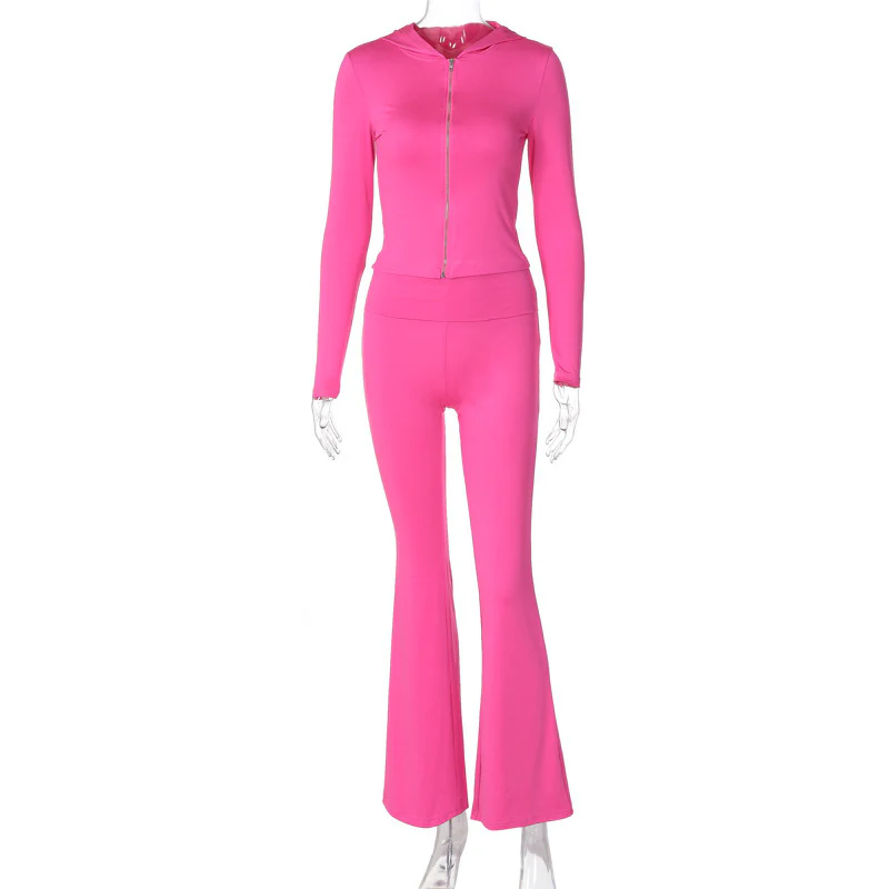 Damen lässiger Trainingsanzug mit stylish Zip-Hoodie und weitem Bein WOLFF - Image 8