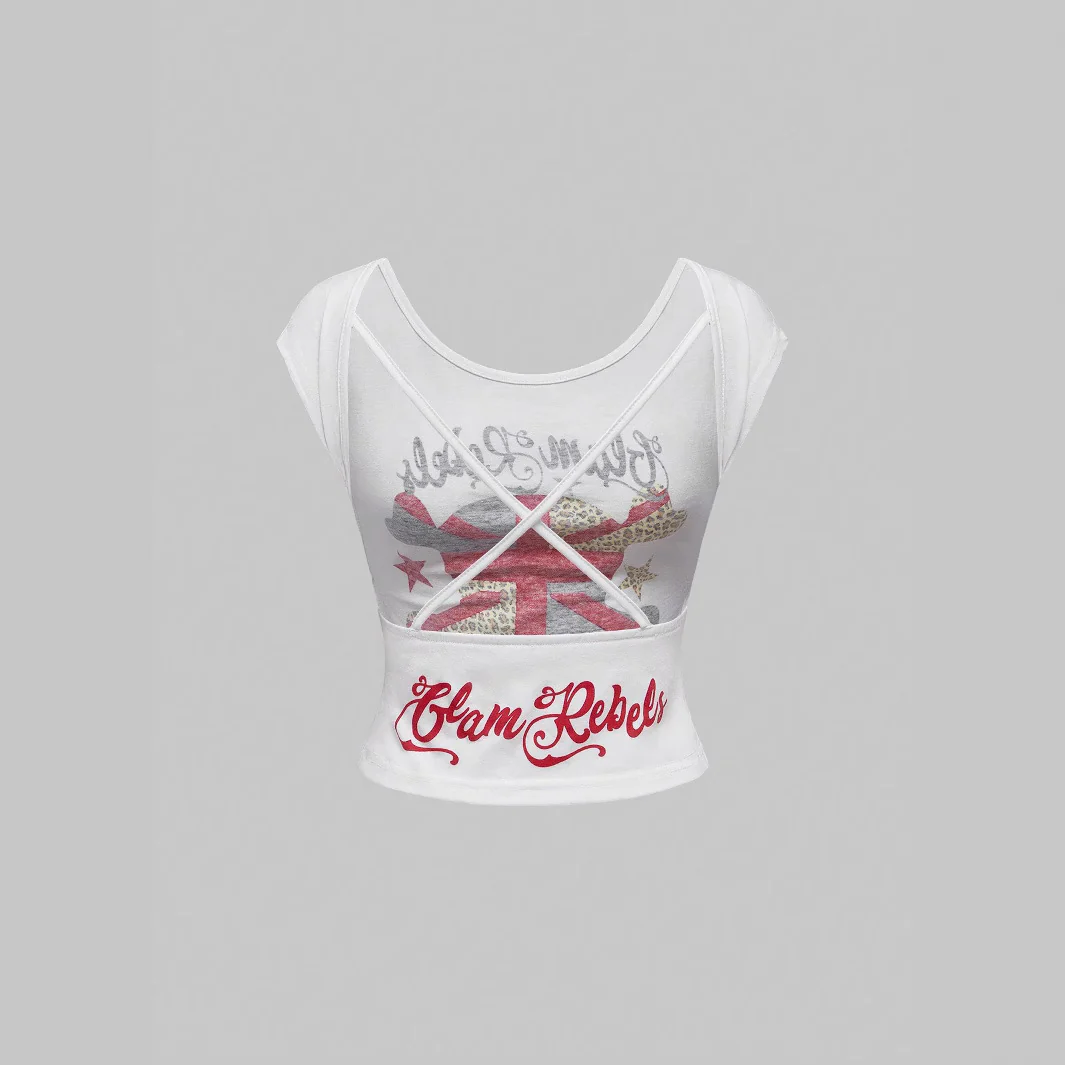 Damen lässiges Crop-Top mit kreativem Tier- und Grafikdruck WOLFF - Image 4