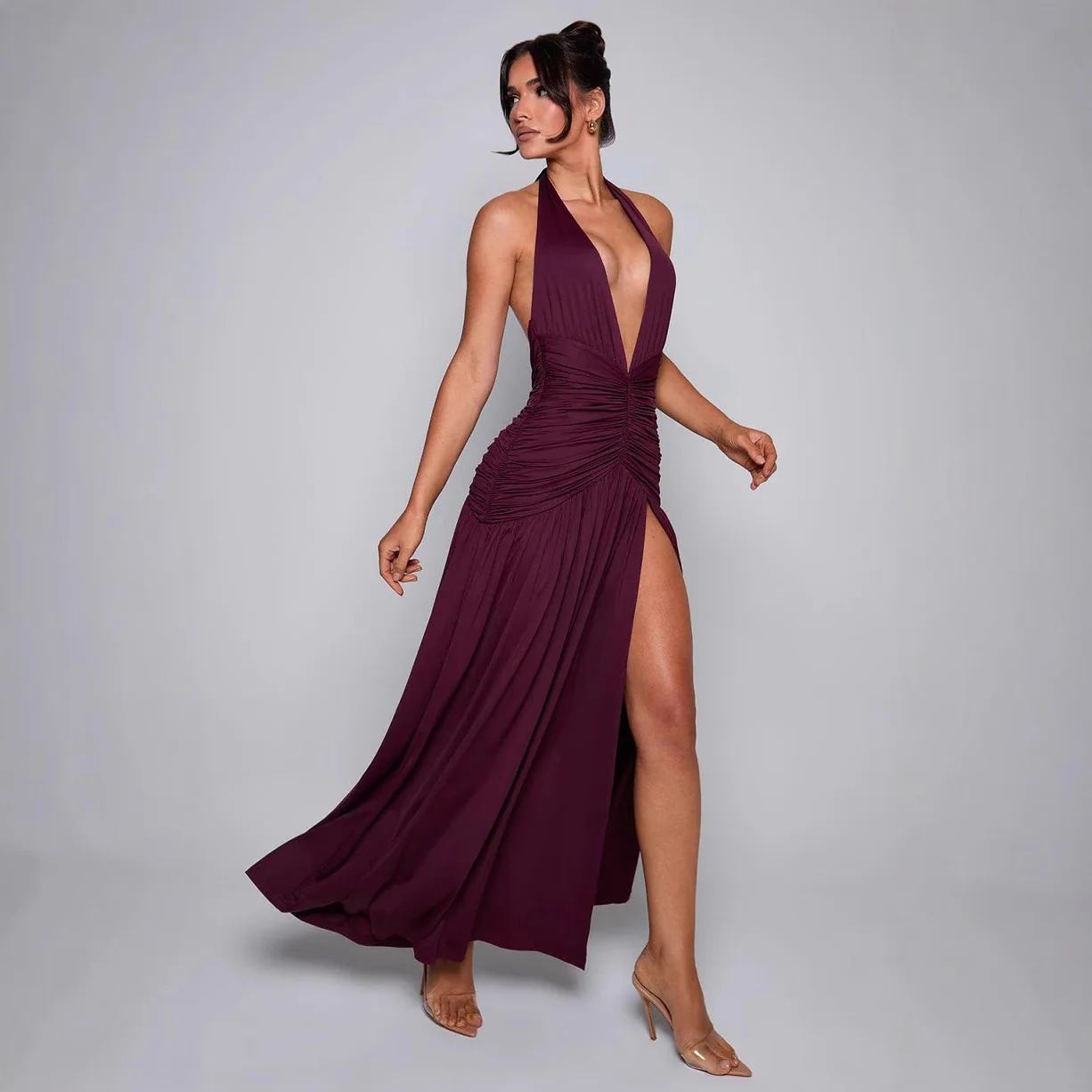 Damen Maxikleid mit tiefem V-Ausschnitt und raffiniertem Drapierungseffekt WOLFF - Image 3