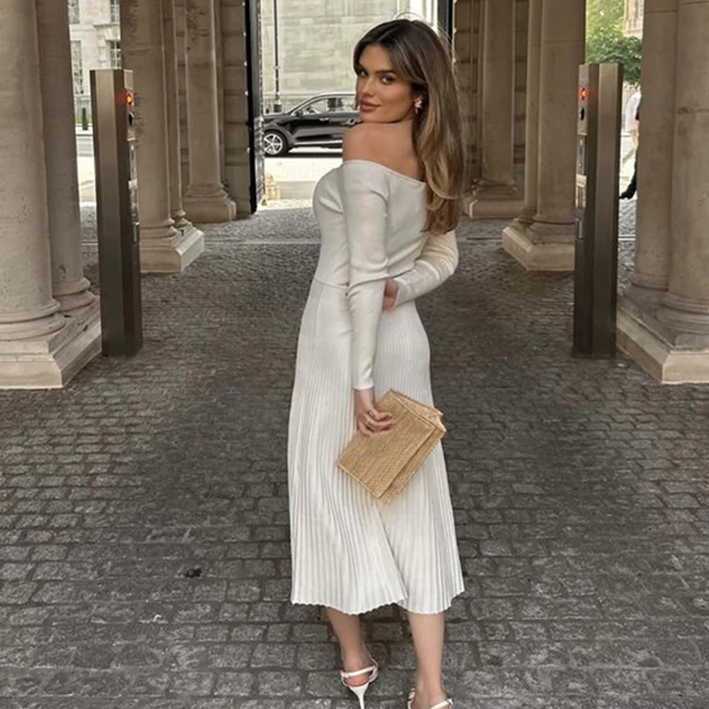 Damen Midi-Kleid mit schulterfreiem Design und raffinierten Rippentexturen WOLFF - Image 3