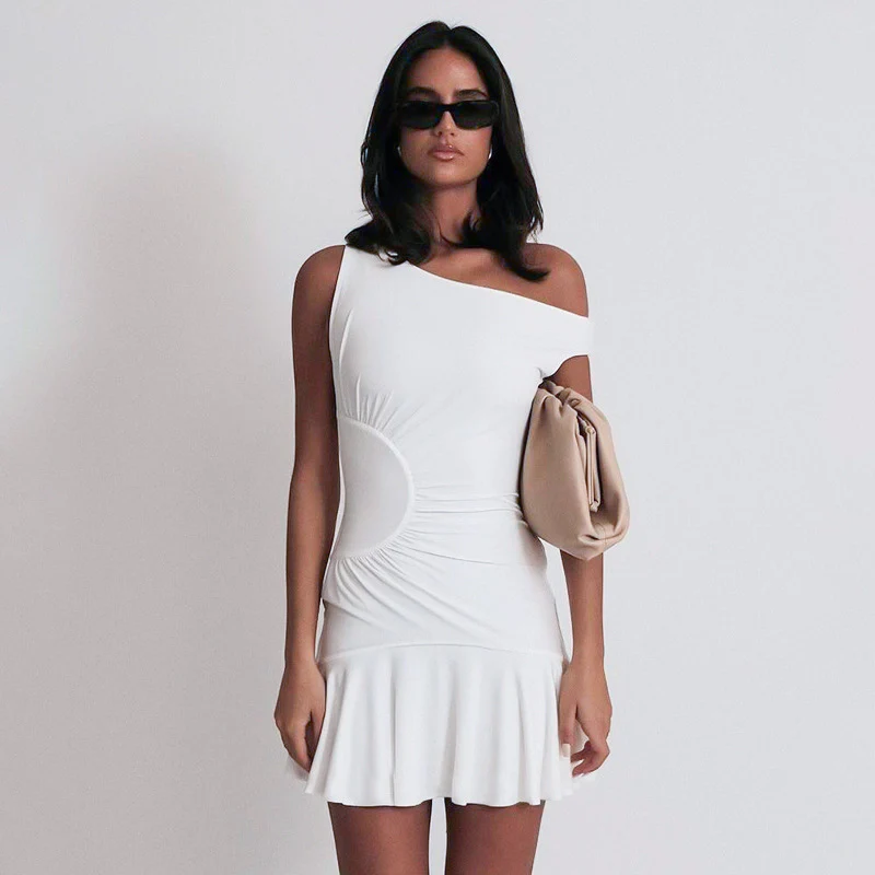 Damen Mini Kleid mit asymmetrischem Design und raffiniertem Faltenwurf WOLFF