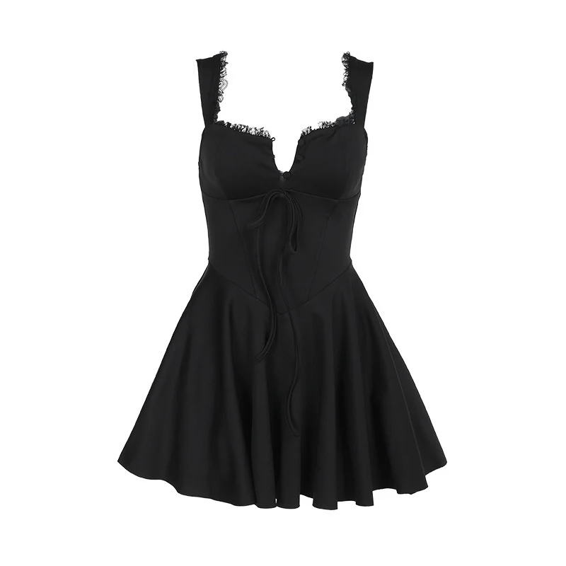 Damen Mini Kleid mit tiefem V-Ausschnitt und dekorativem Schnürdetail WOLFF - Image 5