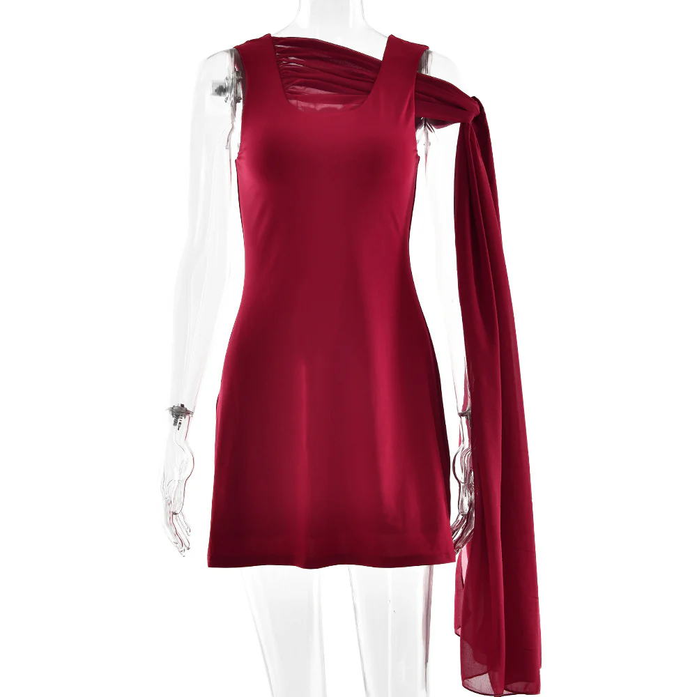 Damen Minikleid mit asymmetrischem Design und schulterfreiem Schal WOLFF - Image 6