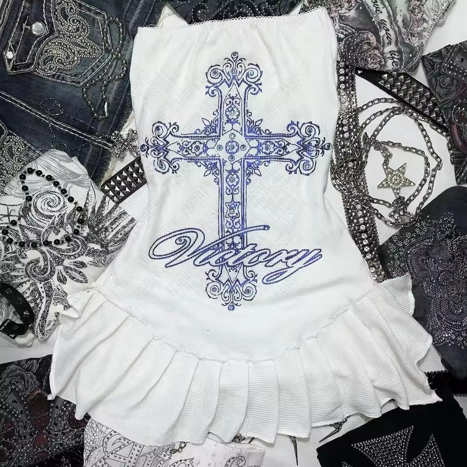 Damen Minikleid mit auffälligem Kreuzmotiv und Rüschensaum WOLFF - Image 6