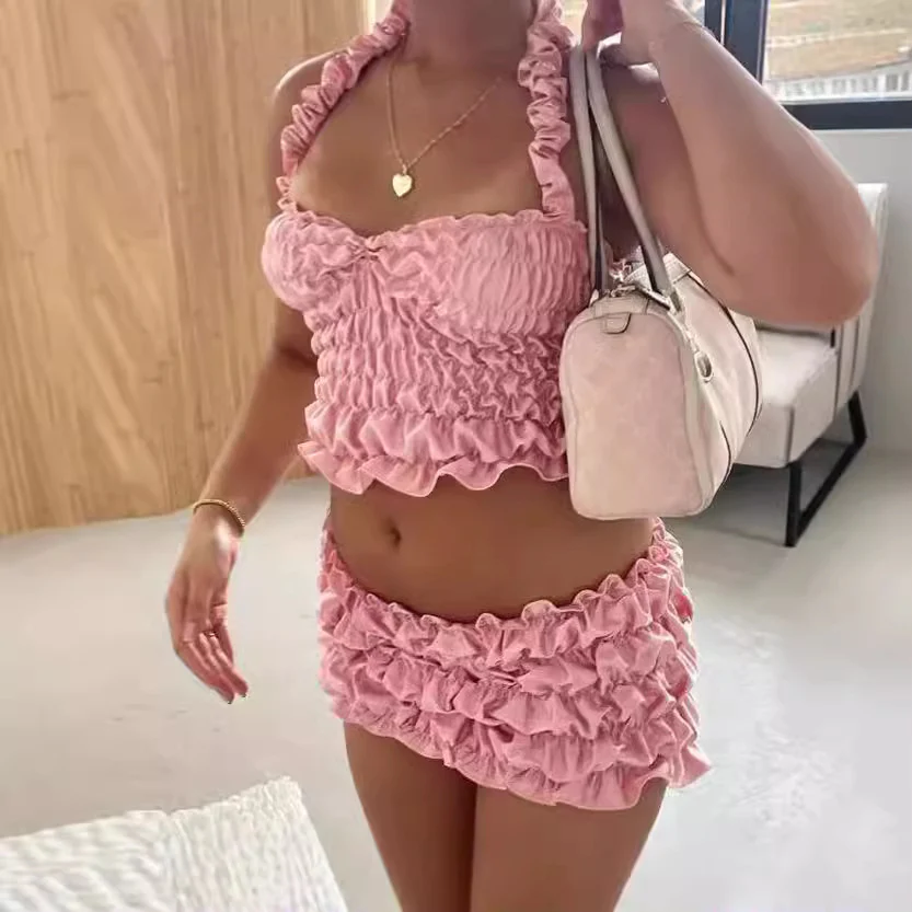 Damen Rüschen Minikleid mit Trägern WOLFF