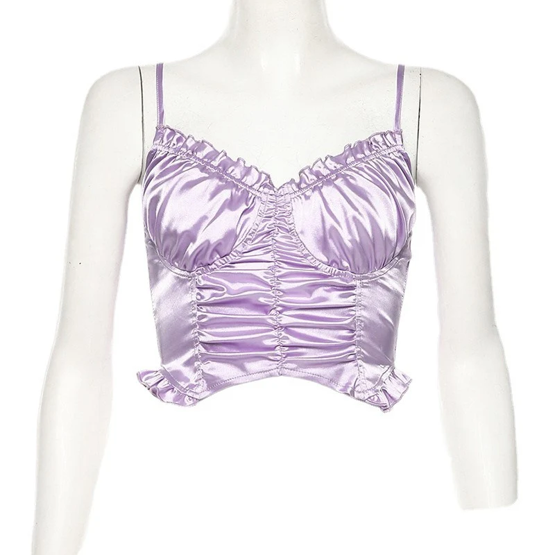 Damen Satin Crop-Top mit Rüschendetails und raffiniertem Schnitt WOLFF