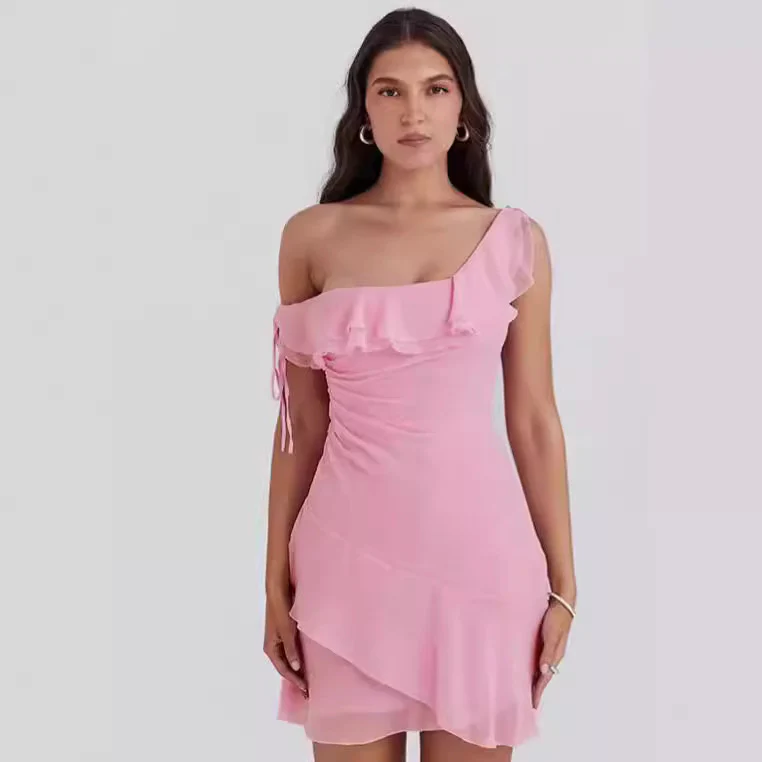 Damen schulterfreies Kleid mit Rüschendetails und seitlichem Wickeldesign WOLFF - Image 3