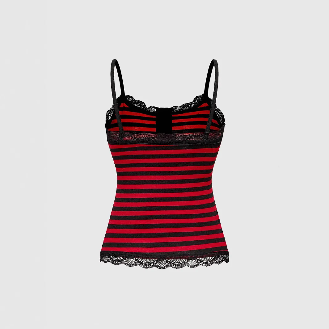 Damen Spaghetti-Top mit Spitze und gestreiftem Design WOLFF - Image 2