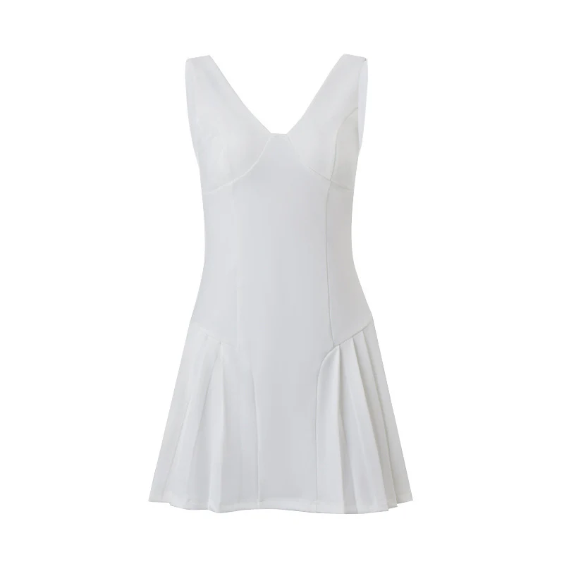 Damen sportives Kleid mit fließendem Rock und tiefem V-Ausschnitt WOLFF - Image 5