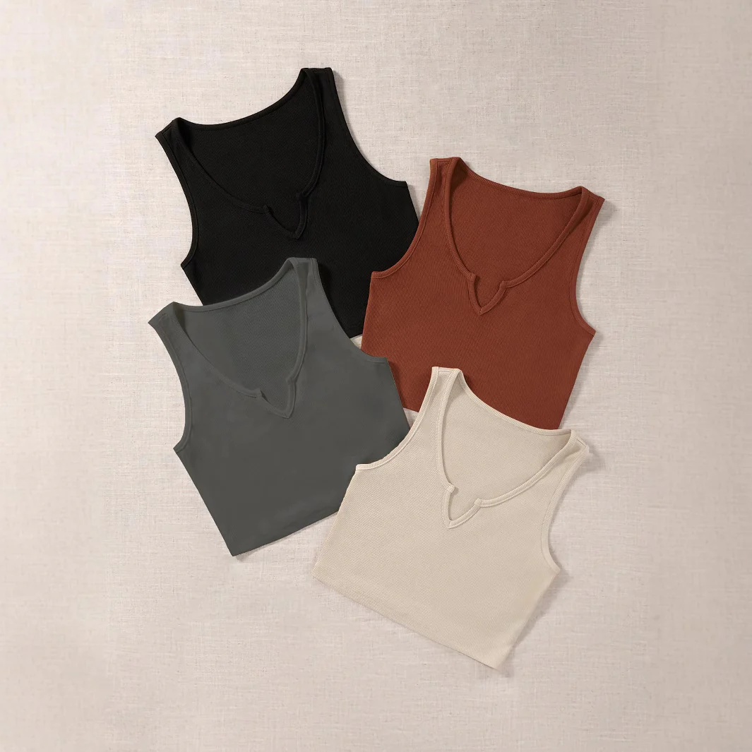 Damen Tanktop mit V-Ausschnitt und feiner Rippstruktur WOLFF - Image 2