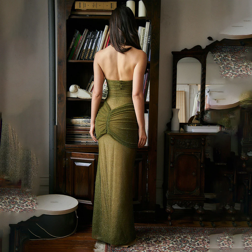 Damen Transparentes Maxikleid mit raffinierten Raffungselementen und Hohem Kragen WOLFF - Image 4
